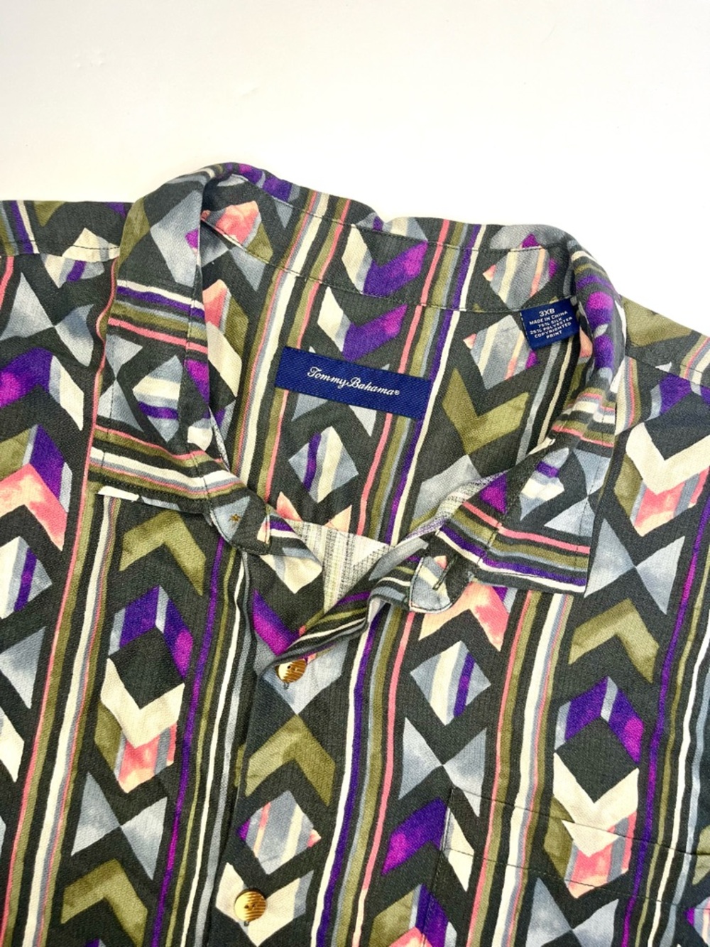 Tommy Bahama Shirt Mens Sz 3XB Multicolor Silk Camp Hawaiian Abstract